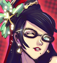 Bayonetta in a Santa costume eating a boat load of Christmas cookies