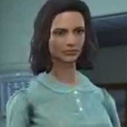 Nora from Fallout 4 in Character Creation-he bathroom with Nate admiring her curves